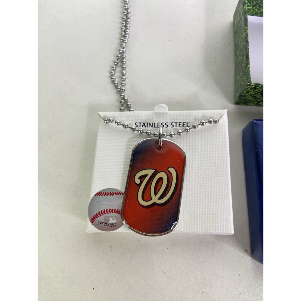 Washington Nationals Dog Tag Necklace Stainless Steel MLB Licensed with Gift Box